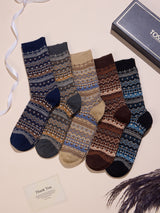 Brown Fair Isle Socks – Pack of 5