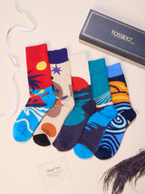 Sunset & Wave Art Socks – Pack of 5