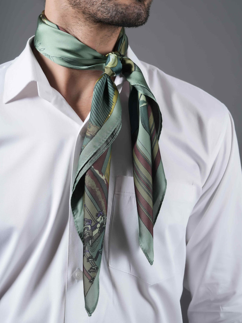 Green Horse Print Neckerchief