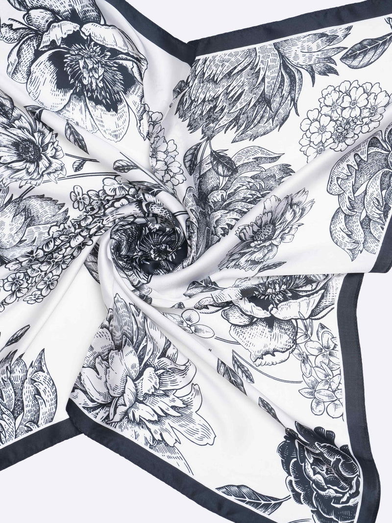 Black & White Floral Neckerchief