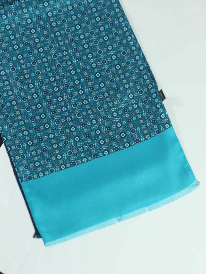 Teal Floral Printed Reversible Stole