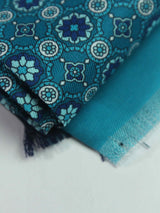 Teal Floral Printed Reversible Stole