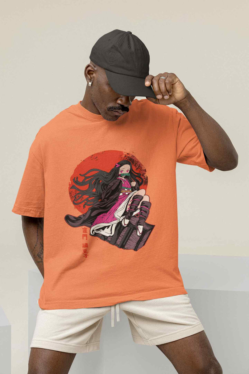 Silent Protector: Nezuko's Embrace Oversized Tee