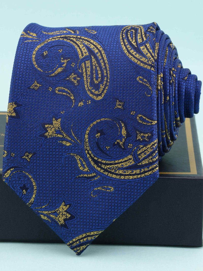 Blue Paisley Woven Silk Necktie