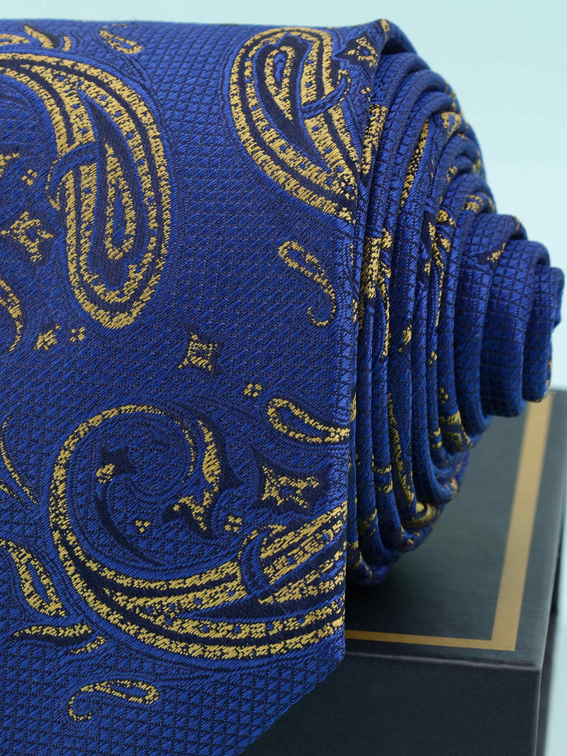 Blue Paisley Woven Silk Necktie