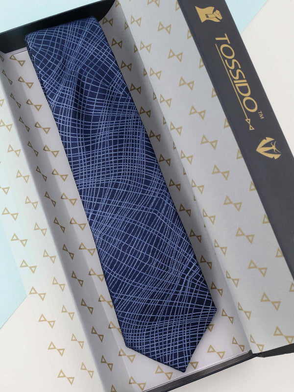 Blue Abstract Woven Silk Necktie