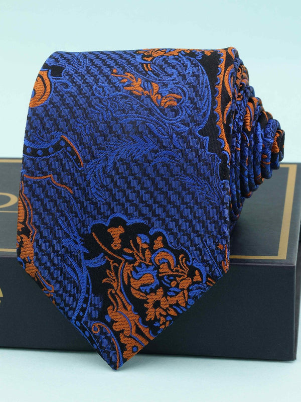 Blue Floral Woven Silk Necktie