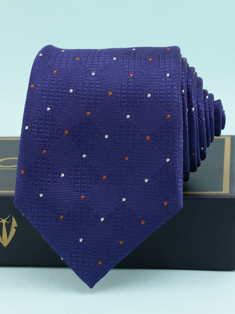 Blue Geometric Silk Necktie