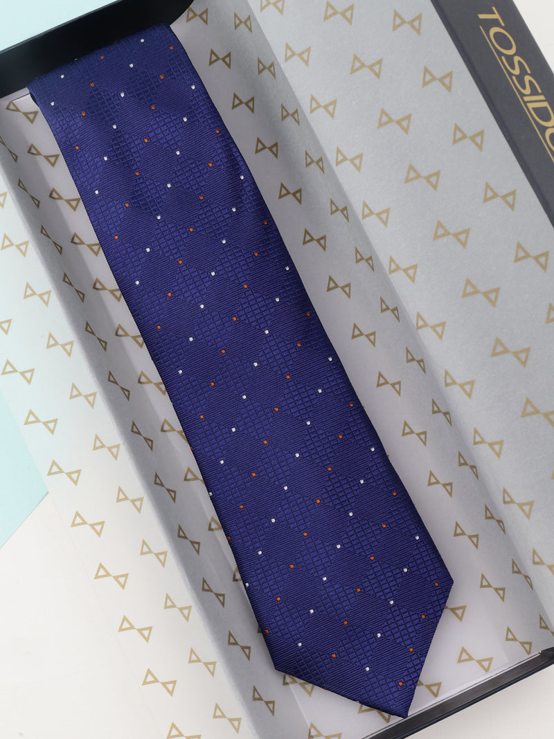 Blue Geometric Silk Necktie