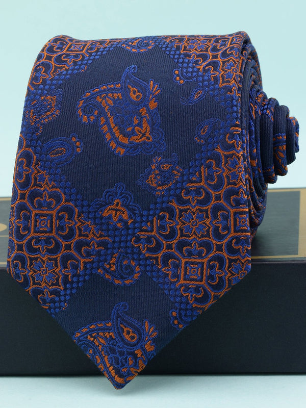 Blue Paisley Woven Silk Necktie