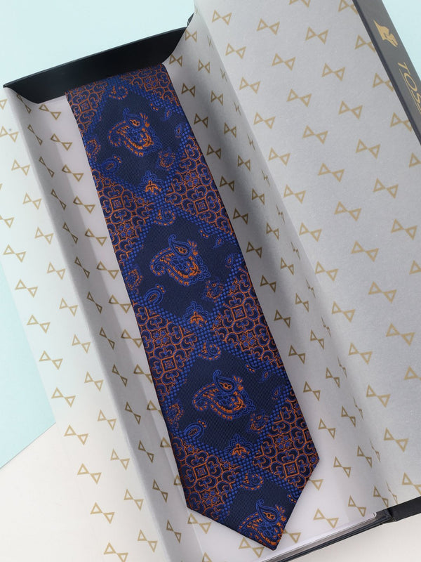 Blue Paisley Woven Silk Necktie