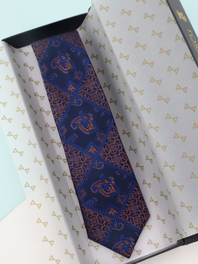 Blue Paisley Woven Silk Necktie