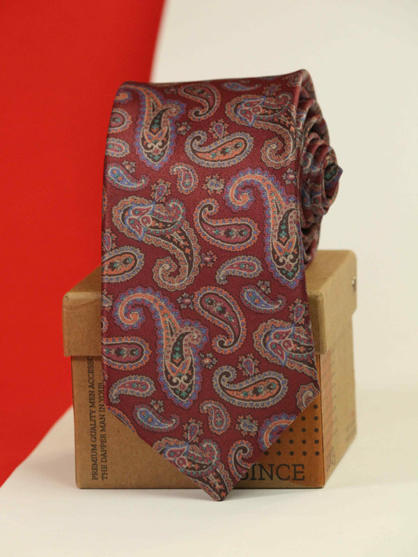 Maroon Paisley Printed Necktie