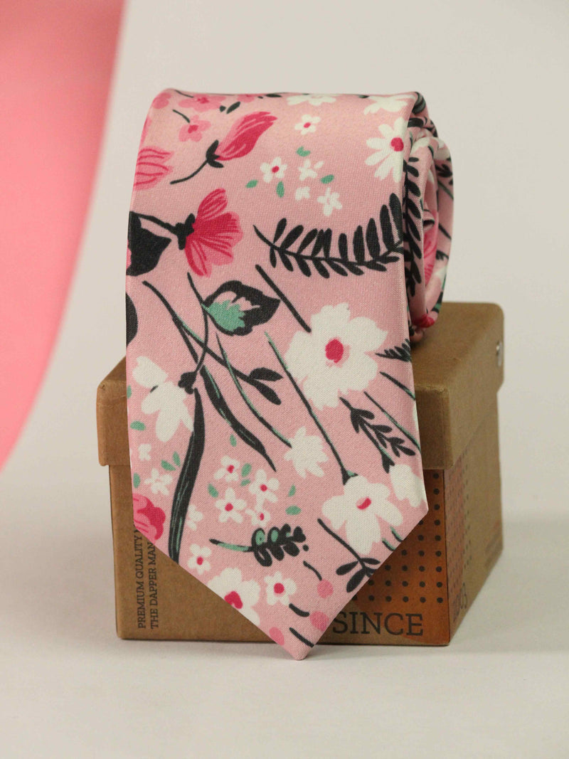 Pink Floral Necktie