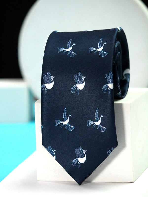 Navy Blue Bird Necktie