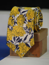 Yellow Floral Printed Necktie