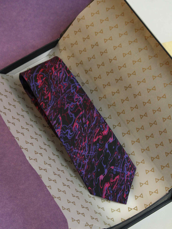 Black & Purple Abstract Printed Necktie