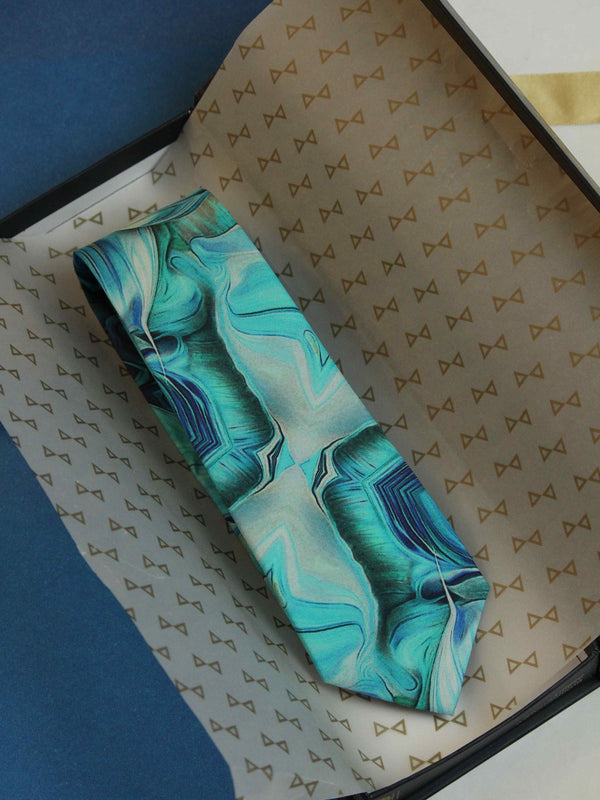 Blue Abstract Printed Necktie