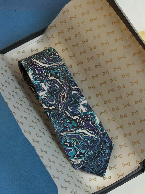 Blue Abstract Printed Necktie