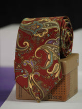 Brown Paisley Printed Necktie