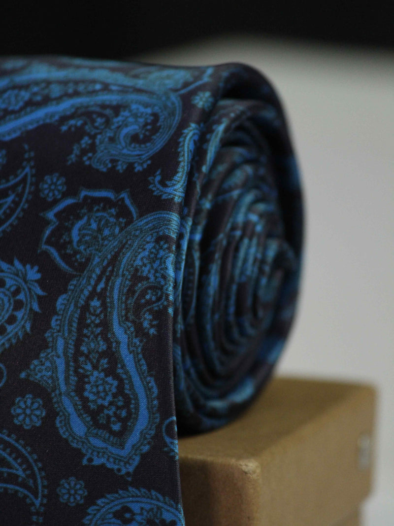 Blue Paisley Printed Necktie