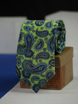 Green Paisley Printed Necktie