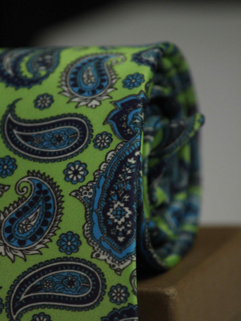 Green Paisley Printed Necktie