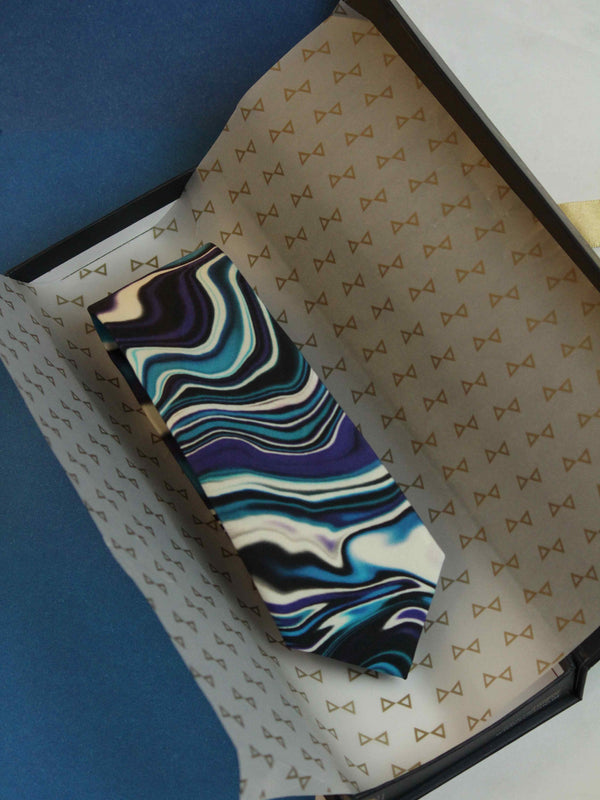 Blue Abstract Printed Necktie