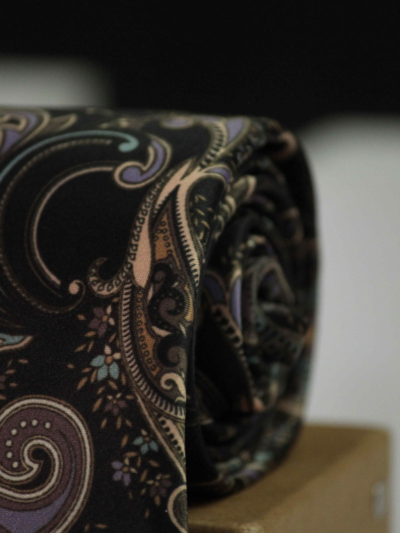 Black Paisley Printed Necktie