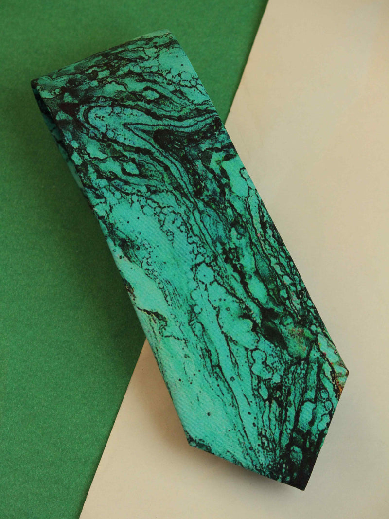 Teal Abstract Printed Necktie