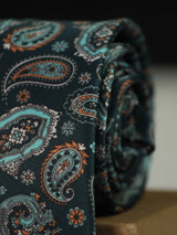 Green Paisley Printed Necktie