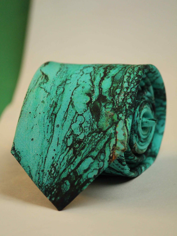 Teal Abstract Printed Necktie