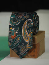 Green Paisley Printed Necktie