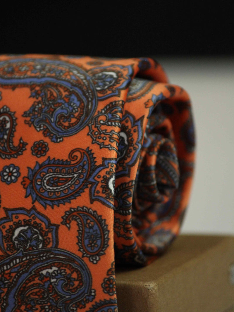 Orange Paisley Printed Necktie