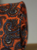 Orange Paisley Printed Necktie