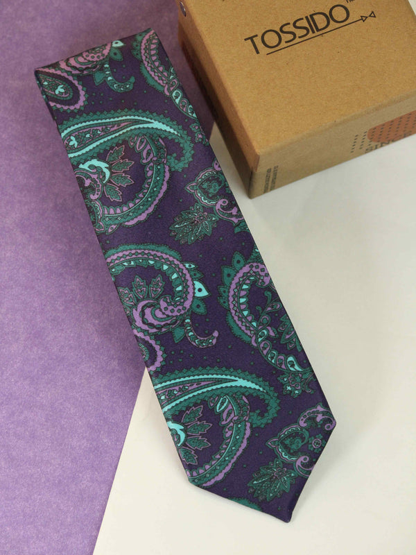Purple Paisley Printed Necktie