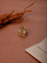 Gold Spiral Disc Adjustable Ring