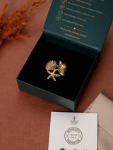 Gold Seashell & Starfish Adjustable Ring
