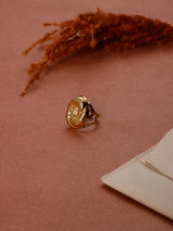 Gold Dotted Spiral Dome Adjustable Ring