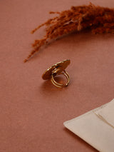 Gold Textured Cutout Disc Adjustable Ring