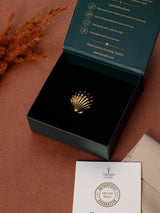 Gold Ridged Scallop Shell Adjustable Ring