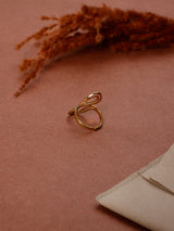 Gold Double Swirl Adjustable Ring
