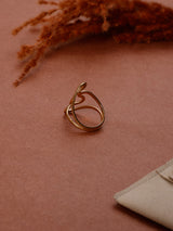 Gold Wavy Squiggle Adjustable Ring