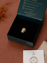 Gold Ribbed Shell Adjustable Ring
