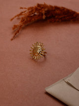 Gold Sunburst Adjustable Ring