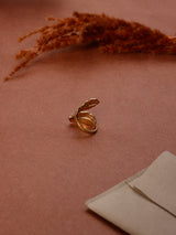Gold Textured Leaf Wrap Adjustable Ring