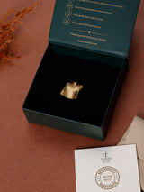 Gold Dimpled Square Adjustable Ring