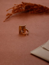 Gold Dimpled Square Adjustable Ring