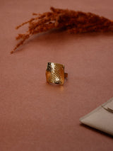 Gold Dimpled Square Adjustable Ring