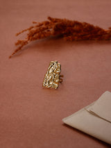 Gold Molten Bark Adjustable Ring